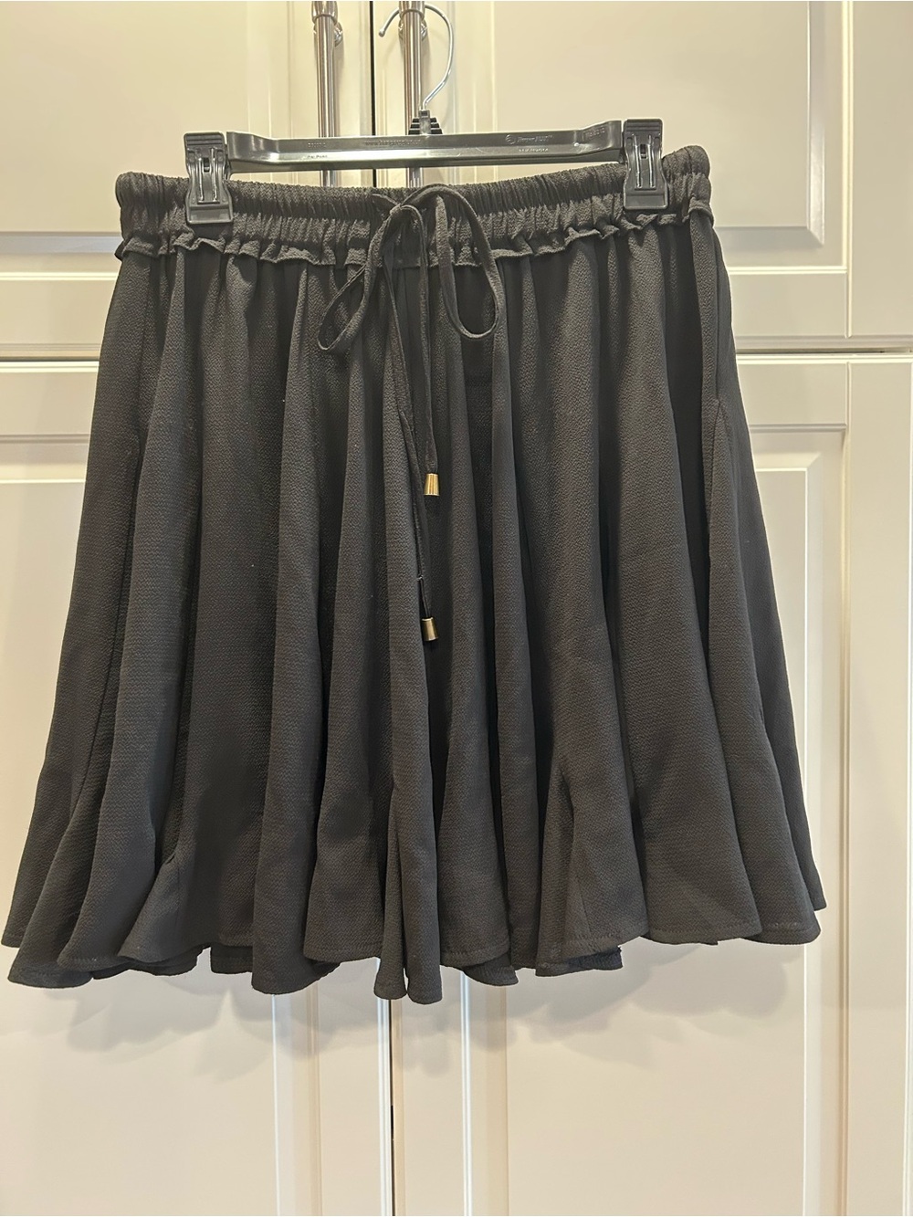 Kori Black Gathered Skater Skirt with Drawstring